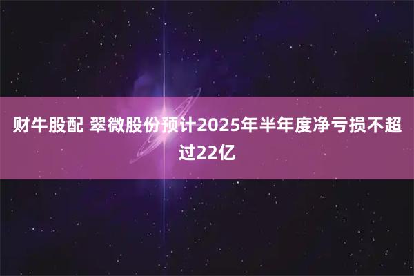 财牛股配 翠微股份预计2025年半年度净亏损不超过22亿